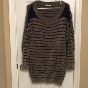 Navy Blue & Gray Eyelash Striped Sweater